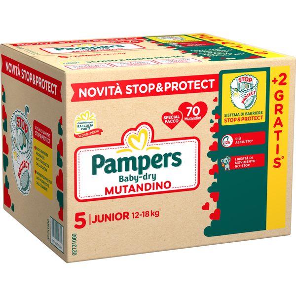 Pannolino baby dry  mutandino special junior x70+2 taglia 5 12-18kg - pampers - Catalogo Pampers