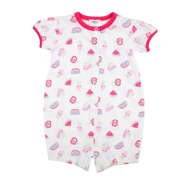 Pigiama intero jersey bimba bianco/rosso stampa "frutta" - Mawi