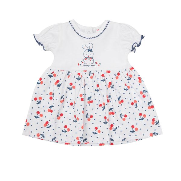 Abito jersey bimba bianco stampato ciliege - Mawi