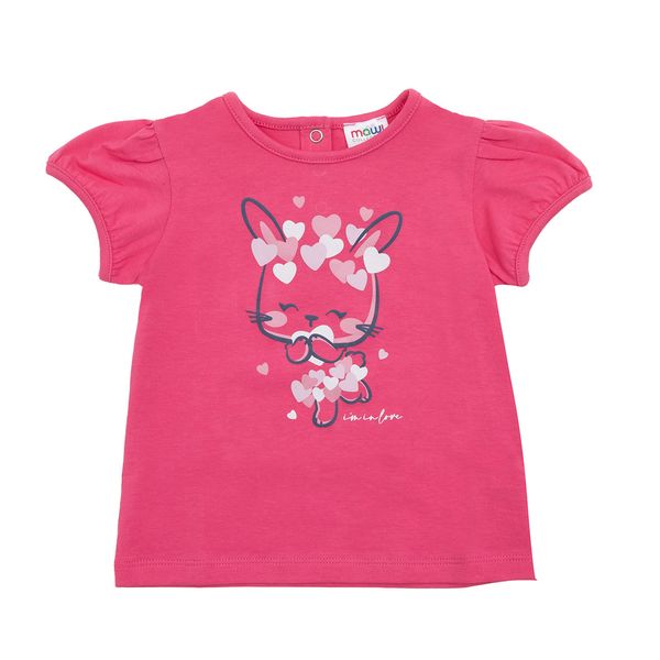 T-shirt maniche corte bimba fucsia coniglietta - Mawi