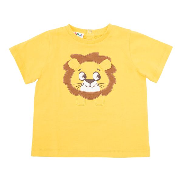 T-shirt jersey bimbo gialla stampa leone - Mawi