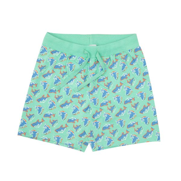 Short jersey bimbo verde stampa shark - Mawi