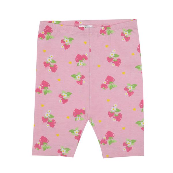 Legging stretch 3/4 bimba rosa stampa fragoline a cuore - Mawi