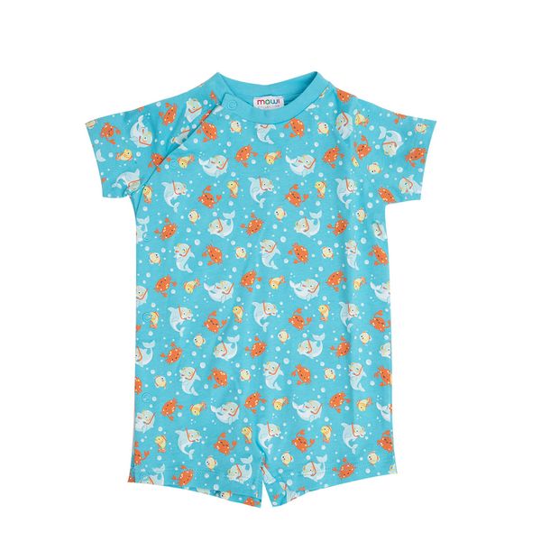Pigiama intero jersey bimbo azzuro stampa "mare" - Mawi