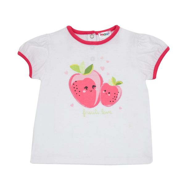 T-shirt maniche corte bimba bianca/rosa fragole - Mawi