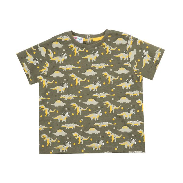 T-shirt jersey bimbo verde stampa dinosauri - Mawi