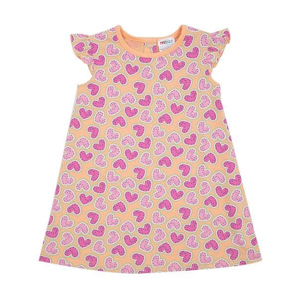 Tenero abito jersey bimba arancione stampa cuoricini - Mawi