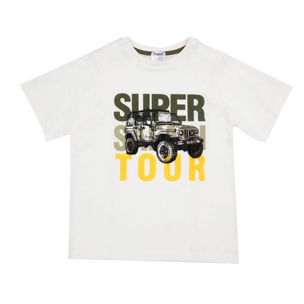 T-shirt jersey bimbo bianca stampa jeep - Mawi