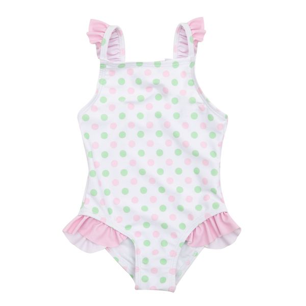 Costume intero bimba bianco pois - Mawi