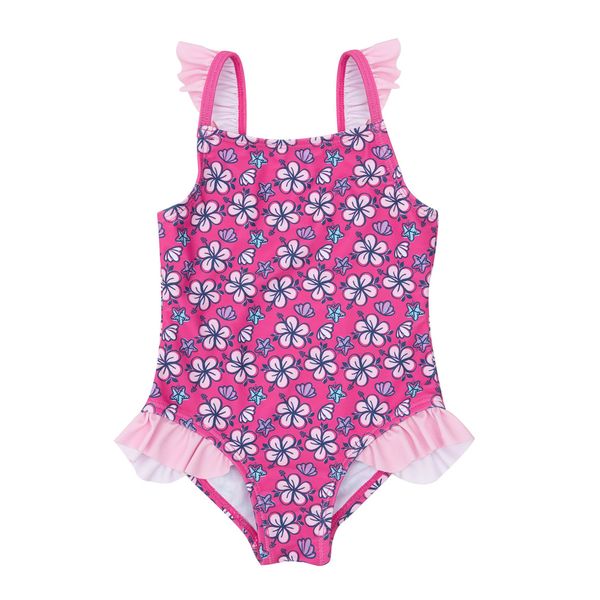 Costume intero bimba fucsia stampato - Mawi