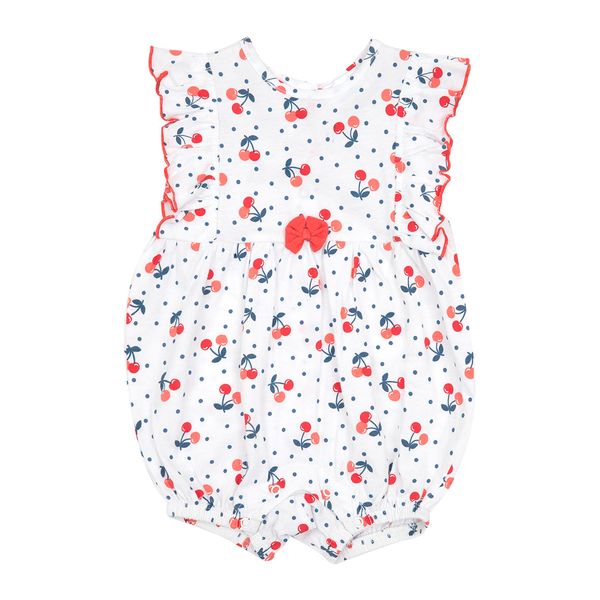 Pagliaccetto giromanica jersey bimba bianco "ciliege" - Mawi