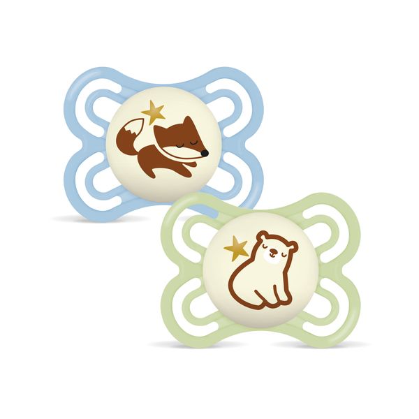 Succhietto perfect night confezione doppia  2-6 mesi con porta ciuccio - azzurro - mam - Mam