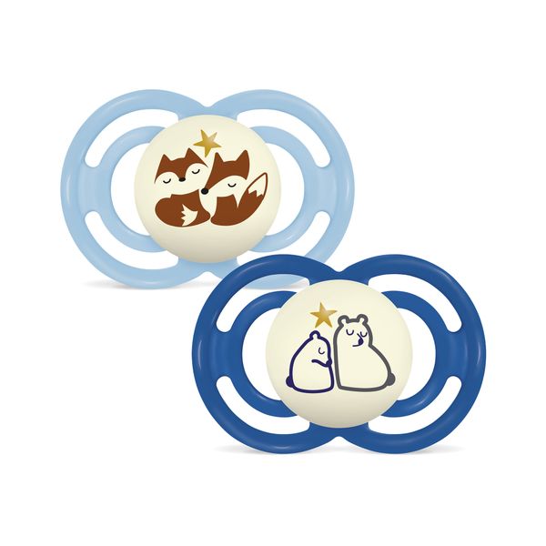 Succhietto perfect night confezione doppia 6+ mesi con porta ciuccio - azzurro - mam - Mam