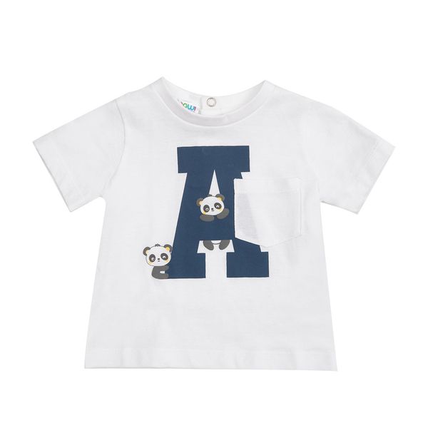 T-shirt jersey bimbo bianca panda - Mawi