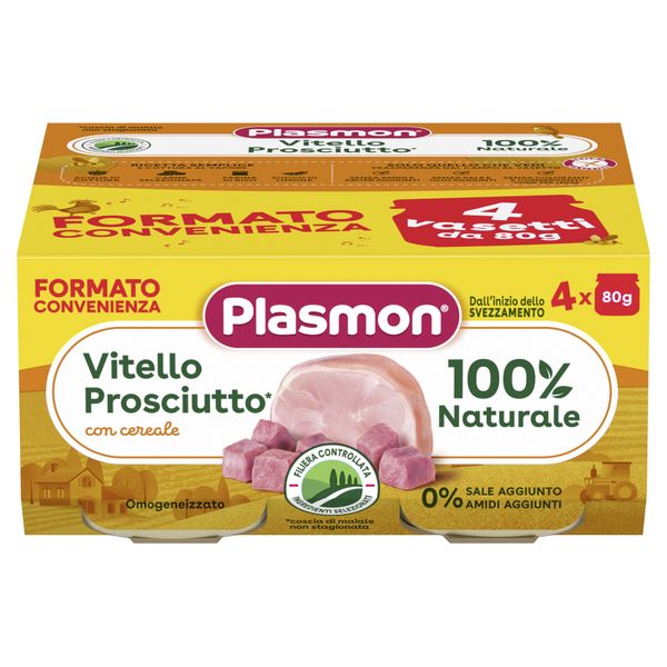 Omogeneizzato vitello prosciutto 4x80gr - plasmon - Plasmon