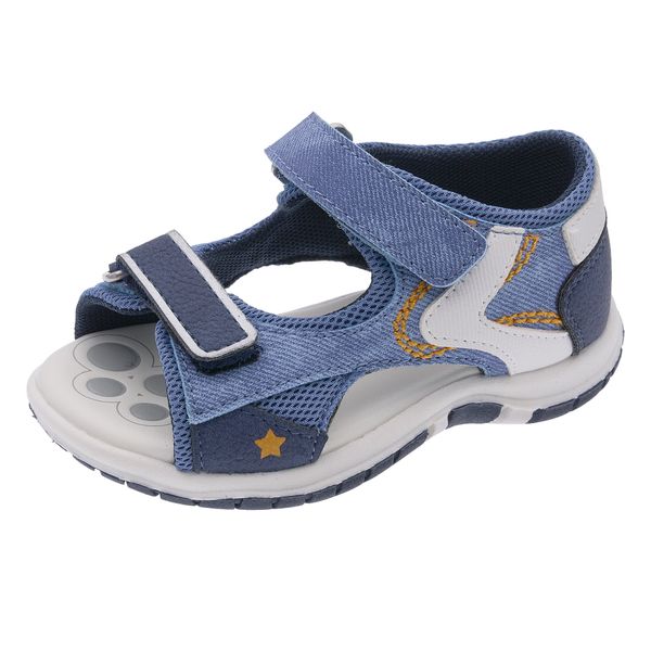 Sandalo bimbo chicco facci denim con dettagli arancioni - Chicco