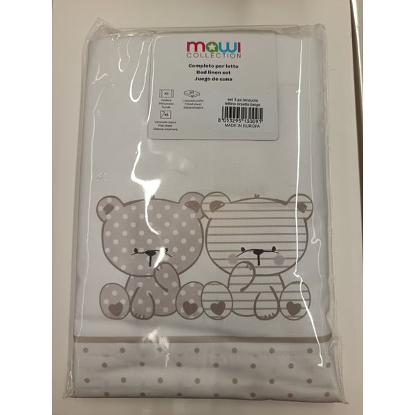 Set 3pz letto orsetto beige - Mawi