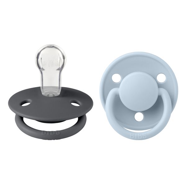Ciuccio de lux rotondo silicone ferro -baby blu 0-36m - bibs - BIBS