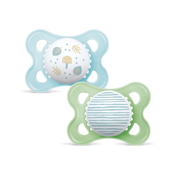 Mam original succhietto 2-6 mesi (set da 2), ciuccio mam 2-6 mesi con tettarella ortodontica in caucciù, azzurro/verde - Mam