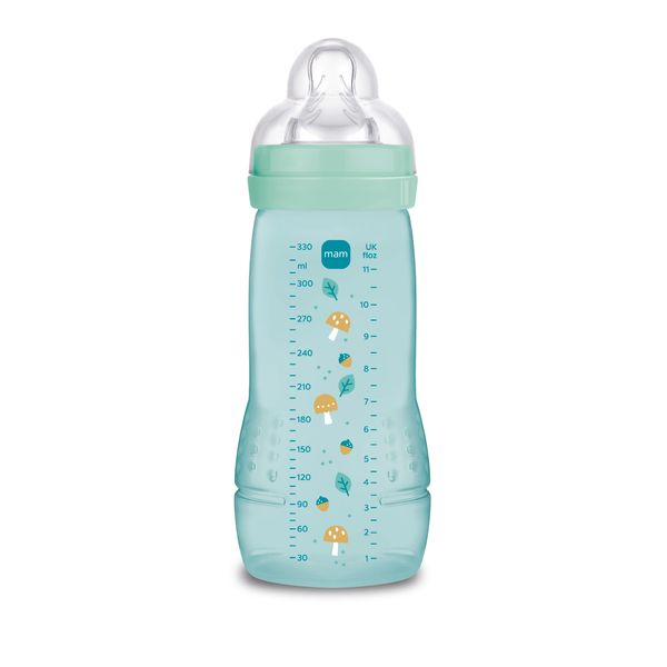 Mam biberon easy active 330 ml, biberon mam per bambini attivi ergonomico e pratico, verde chiaro, 4+ mesi - Mam