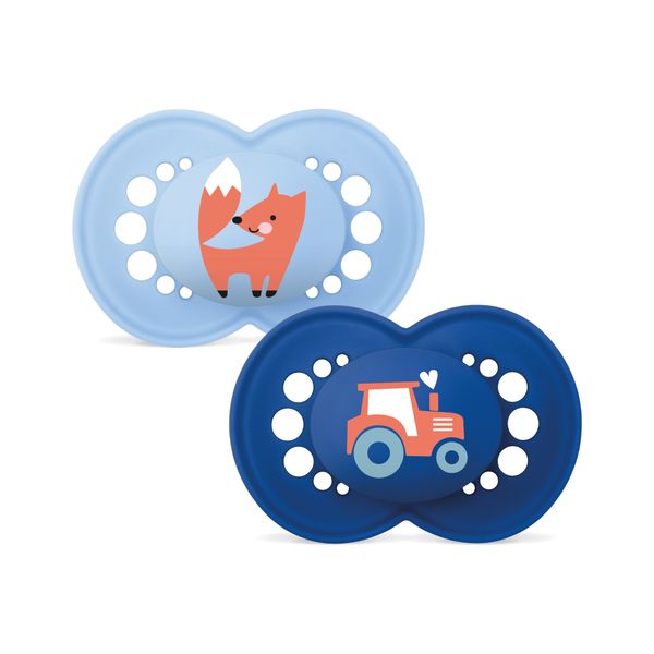 Mam original succhietto 16+ mesi (set da 2), ciuccio mam 16 36 mesi silicone con tettarella ortodontica, azzurro/blu - Mam