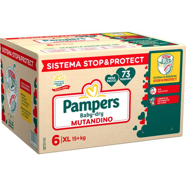 Pannolino baby-dry mutandino mega pacco taglia 6 15+kg 73 pz - pampers - Pampers