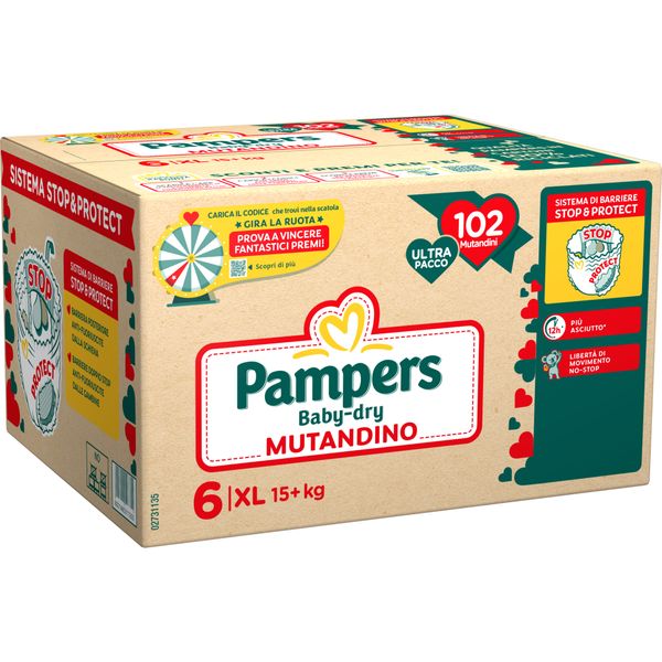 Pampers baby dry mutandino ultra xl taglia 6 +15kg x102 - pampers - Pampers
