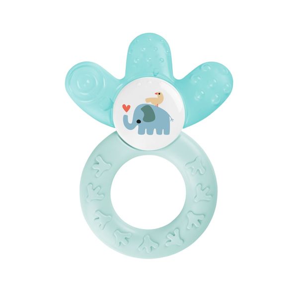 Mam cooler dentaruolo, massaggia gengive neonati 4+ mesi rinfrescante e lenitivo, con 5 diverse sagomature per sollievo nella dentizione, azzurro - Mam