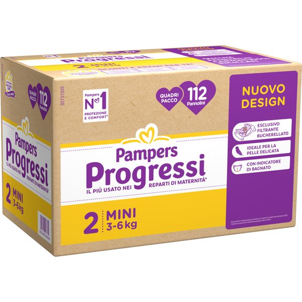 Pannolino progressi quadri pacco taglia 2 3-6kg 112 pz - pampers - Pampers