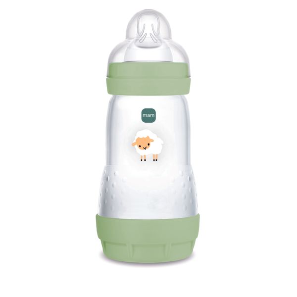 Mam biberon easy start 260 ml, biberon anticolica per allattamento misto, riduce le bolle d'aria e il rischio di coliche, verde, 2+ mesi - Mam