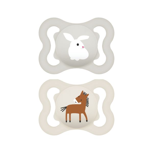Mam air succhietto 2-6 mesi (set da 2), ciuccio mam 2-6 mesi per pelli sensibili e delicate, neutro/beige - Mam