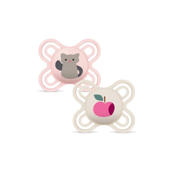 Mam perfect start confezione doppia succhietto 0-2 mesi (set da 2), ciuccio mam 0-2 mesi in silicone per un sano sviluppo orale, rosa/neutro - Mam
