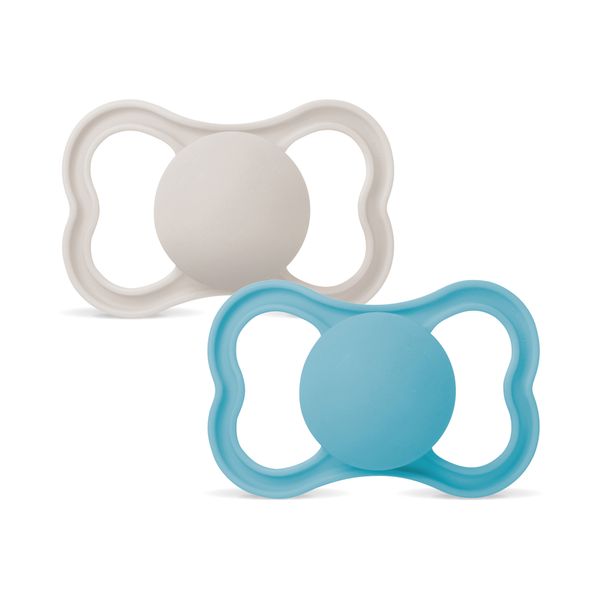 Mam air succhietto 6-16 mesi (set da 2), ciuccio mam 6-16 mesi per pelli sensibili e delicate, celeste/neutro - Mam