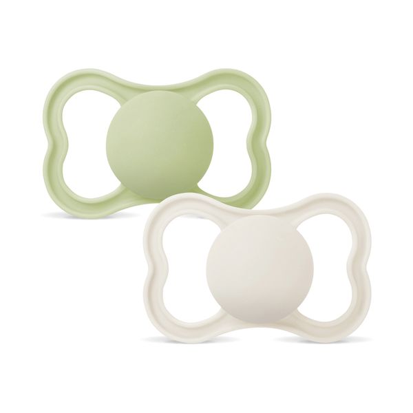 Mam air succhietto 6-16 mesi (set da 2), ciuccio mam 6-16 mesi per pelli sensibili e delicate, neutro/verde - Mam