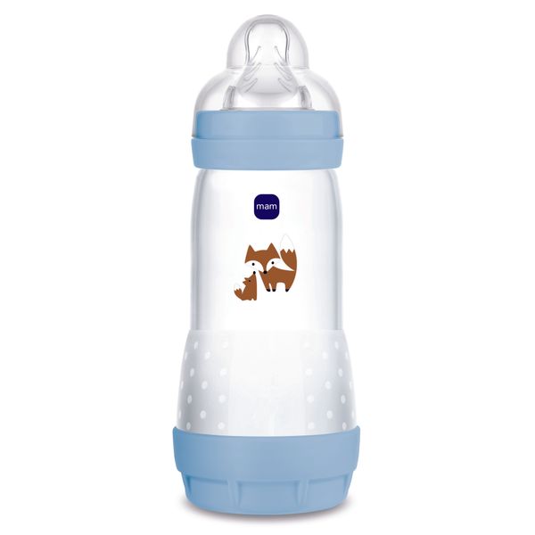 Mam biberon easy start 320 ml, biberon anticolica per allattamento misto, riduce le bolle d'aria e il rischio di coliche, azzurro, 4+ mesi - Mam