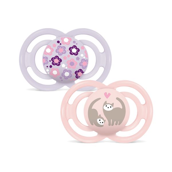 Mam perfect confezione doppia succhietto 6+ mesi (set da 2), ciuccio mam 6-16 mesi in silicone per un sano sviluppo orale, rosa/lilla - Mam