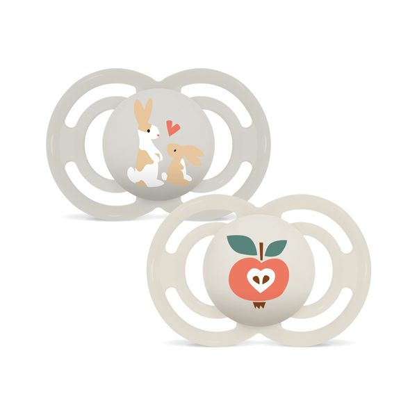 Mam perfect confezione doppia succhietto 6+ mesi (set da 2), ciuccio mam 6-16 mesi in silicone per un sano sviluppo orale, neutro - Mam