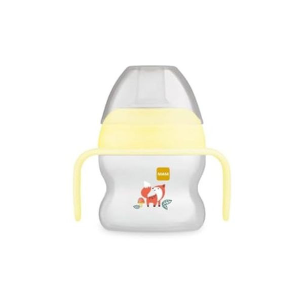Mam starter cup tazza bambini 150 ml, biberon acqua e latte per neonati 4+ mesi con morbido beccuccio anti-goccia, neutro - Mam