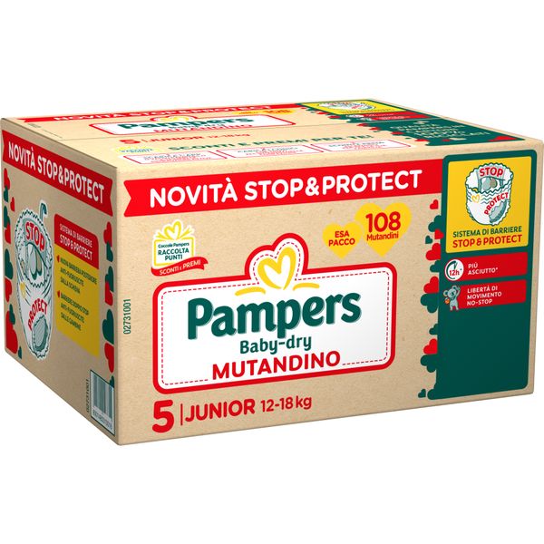 Pannolino baby-dry mutandino esa taglia 5 12-18kg 108 pz - pampers - Pampers