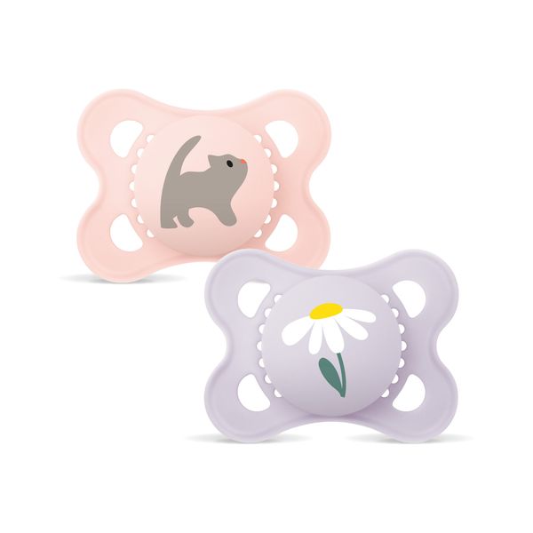 Mam original succhietto 2-6 mesi (set da 2), ciuccio mam 2-6 mesi con tettarella ortodontica in silicone, rosa/lilla - Mam