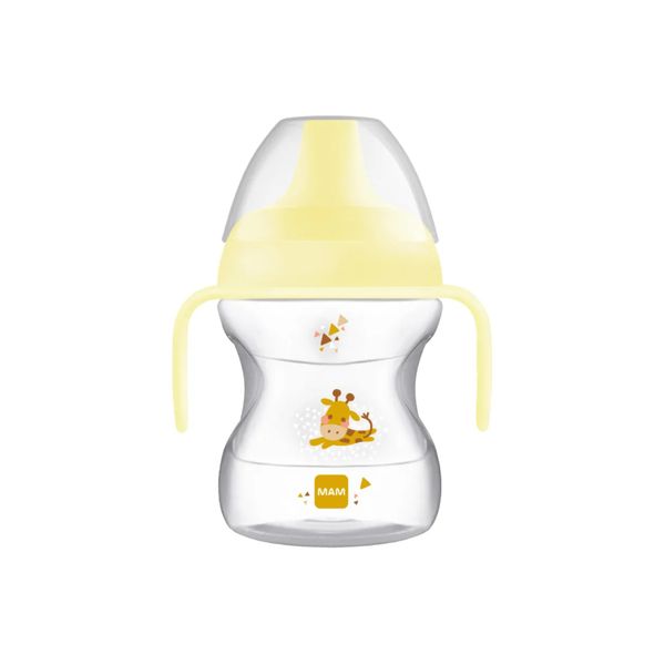Mam learn to drink cup tazza bambini 190 ml, borraccia neonato con pratici manici antiscivolo, neutro, 6+ mesi - Mam