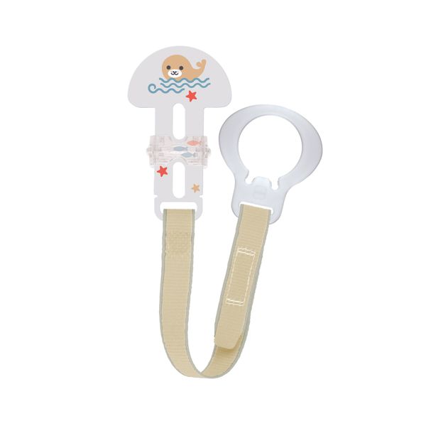 Mam clip & cover catenella portaciuccio, catenella ciuccio 0+ mesi regolabile con chiusura a velcro e salvasucchietto, neutro - Mam