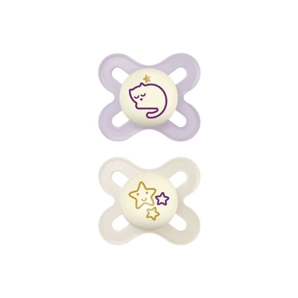 Mam original start night succhietto 0-2 mesi (set da 2), ciuccio mam 0-2 mesi che si illumina al buio con tettarella in silicone, rosa - Mam