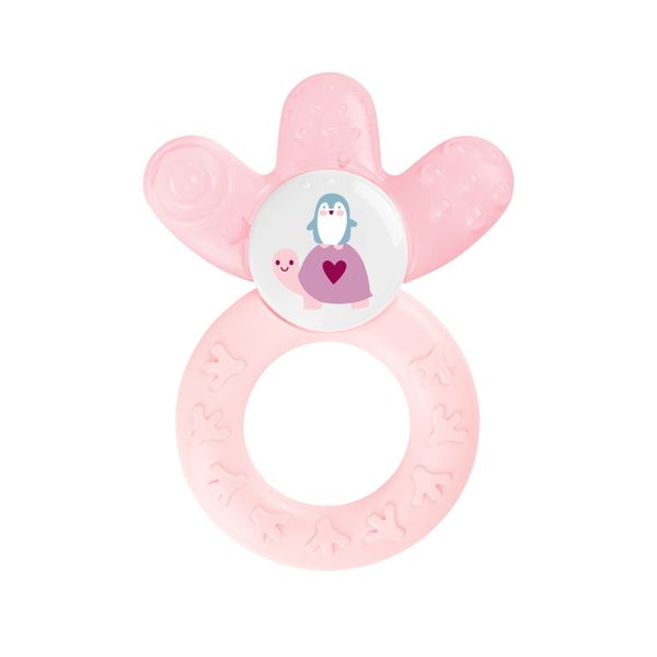 Mam cooler dentaruolo, massaggia gengive neonati 4+ mesi rinfrescante e lenitivo, con 5 diverse sagomature per sollievo nella dentizione, rosa - Mam