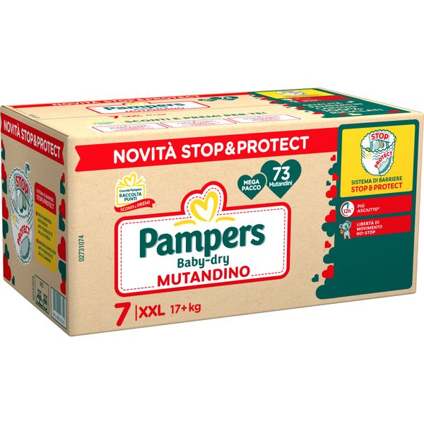 Pannolino baby dry mutandino taglia 7 mega xxl 17+ kg  73 pz - pampers - Pampers