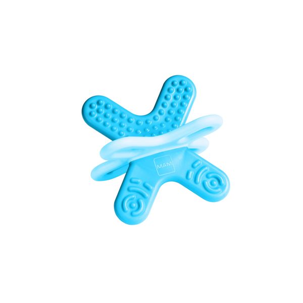 Mam bite & relax fase 2 mini dentaruolo, massaggia gengive neonati 4+ mesi, con sterilizzatore portatile per microonde, azzurro - Mam