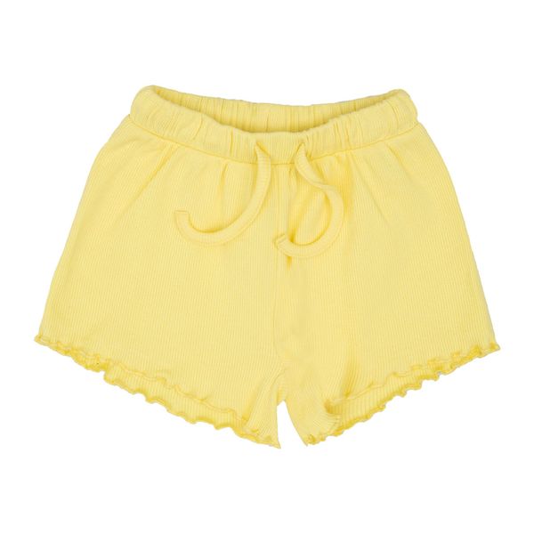Short in cotone a costine con bordo a volant giallo pastello - mawi - Mawi