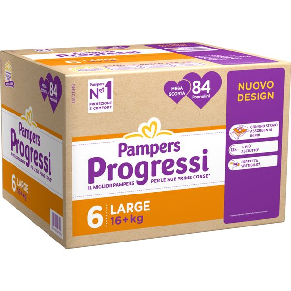 Pannolino progressi mega scorta taglia 6 16+kg 84 pz - pampers - Pampers