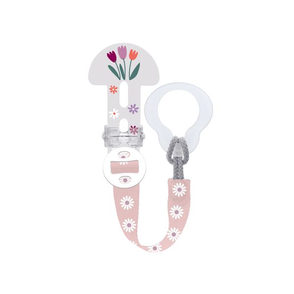 Mam clip it! & cover catenella portaciuccio, catenella ciuccio 0+ mesi regolabile con anello rimovibile e con salvasucchietto, rosa - Mam