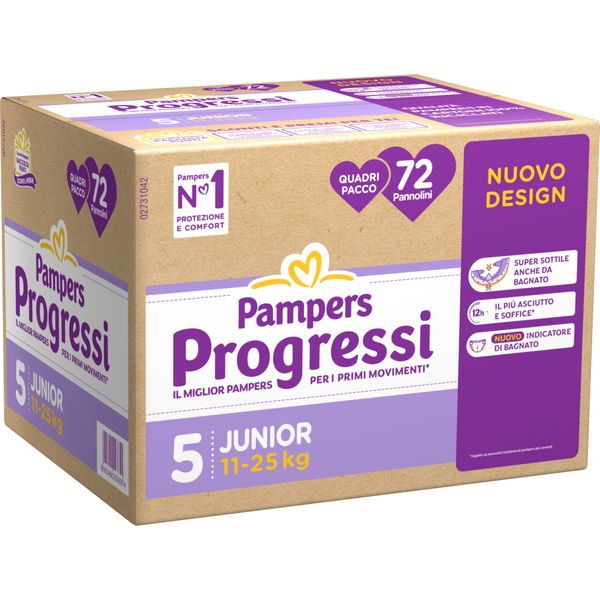 Pannolino progressi quadri pacco taglia 5 11-25kg 72 pz - pampers - Pampers